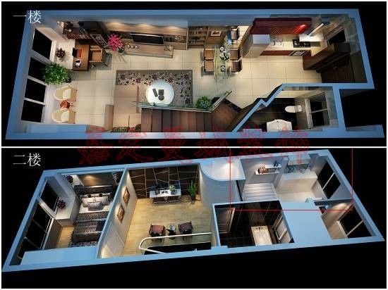 圖4 一樓、二樓優化方案鳥瞰圖對比